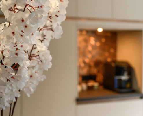 plant en keuken op achtergrond